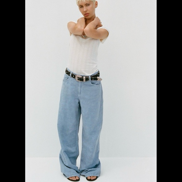 NWT ZARA FLORAL POINTELLE TOP - Picture 2 of 8